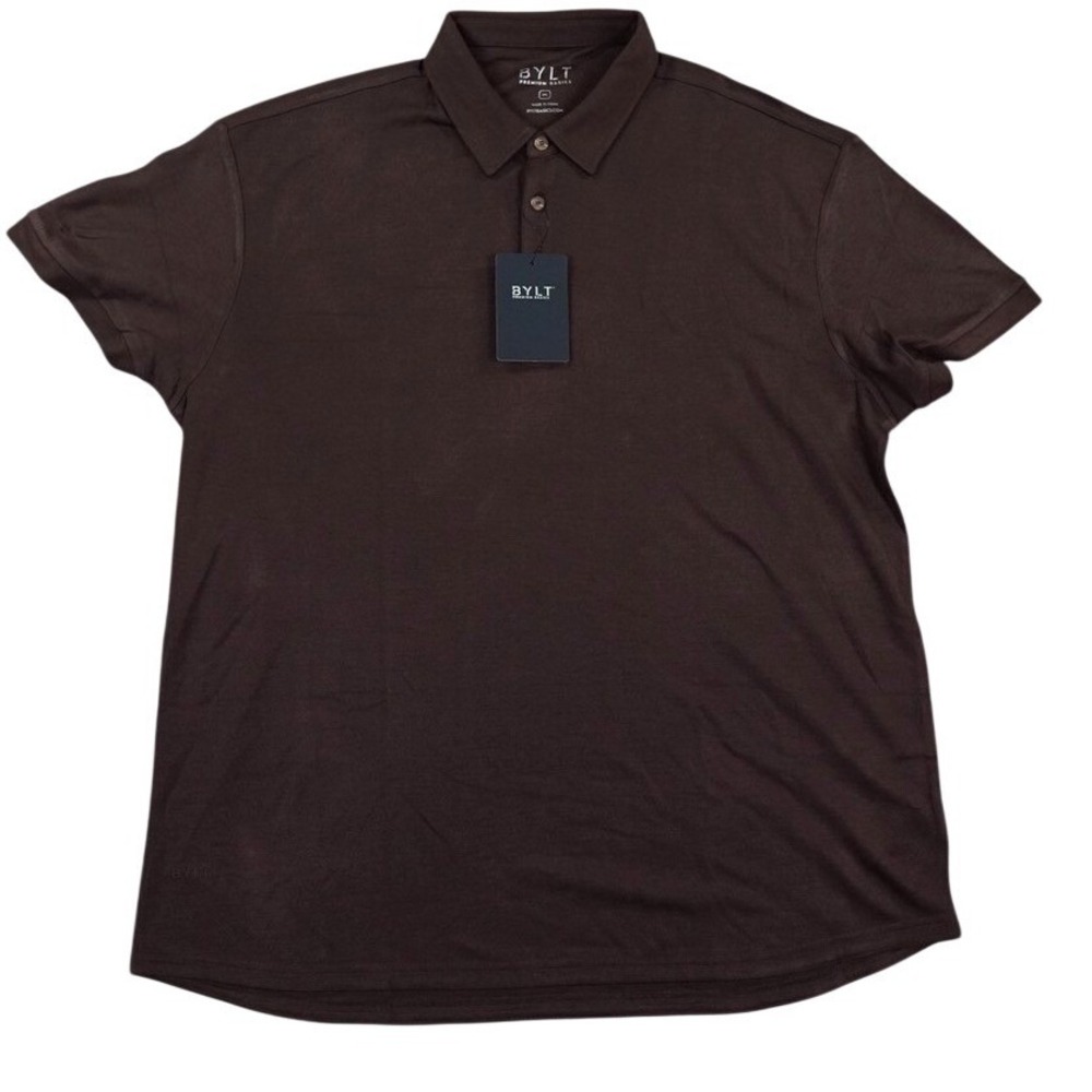 BYLT‎ Comfort Wool Blend Polo Men 3XL Plum Short Sleeve Streetwear Outdoor New
